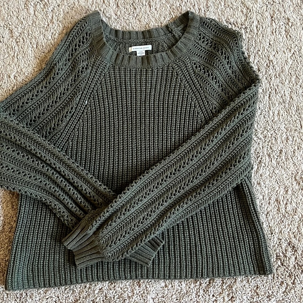American Eagle Crop crocheted sweater